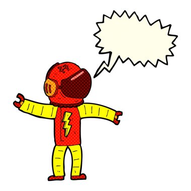 Konuşma balonu olan bir astronot.