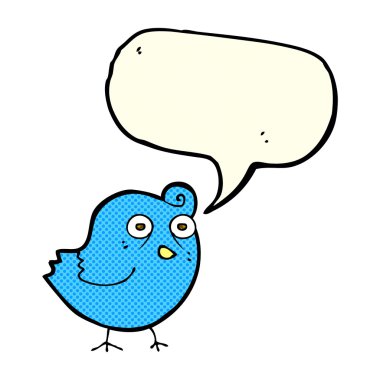 Konuşma baloncuklu komik çizgi film kuşu