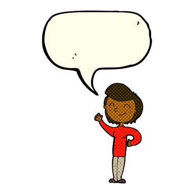 konuşma balonu karikatür dostu sallayarak kadınla