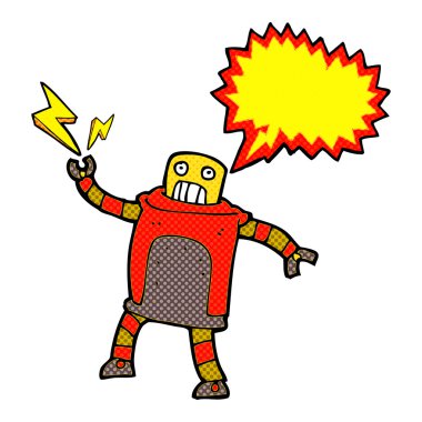 Konuşma baloncuklu çizgi film robotu