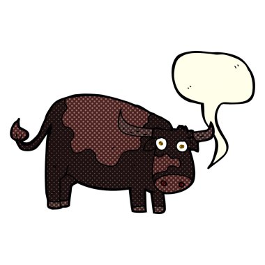 Konuşma baloncuklu çizgi film ineği