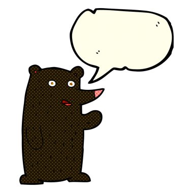 siyah ayı ile konuşma balonu sallayarak çizgi film