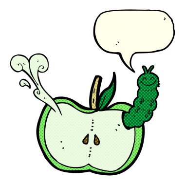 Konuşma baloncuklu çizgi film elması