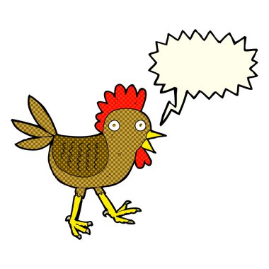 Konuşma balonlu komik tavuk.