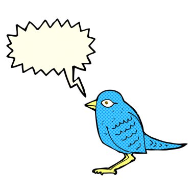 Konuşma baloncuklu çizgi film kuşu.