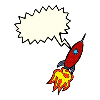 Konuşma baloncuklu çizgi film uzay gemisi