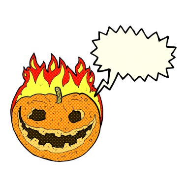 Konuşma baloncuklu garip balkabağı.