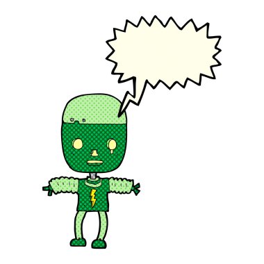 Konuşma baloncuklu çizgi film robotu