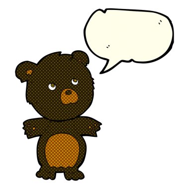 Konuşma baloncuklu komik oyuncak ayı.