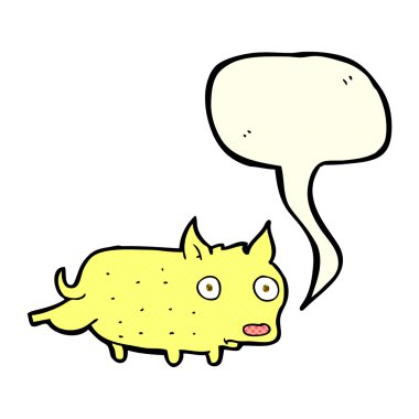 küçük köpek cocking bacak konuşma balonu ile çizgi film