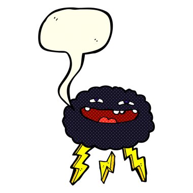 Konuşma baloncuklu mutlu çizgi film bulutu