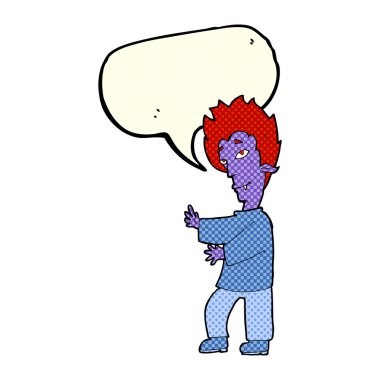 Konuşma balonu olan çizgi film vampiri.