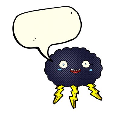 mutlu karikatür yağmur bulutu ile konuşma balonu