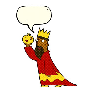 Konuşma balonu olan üç bilge adamdan biri.