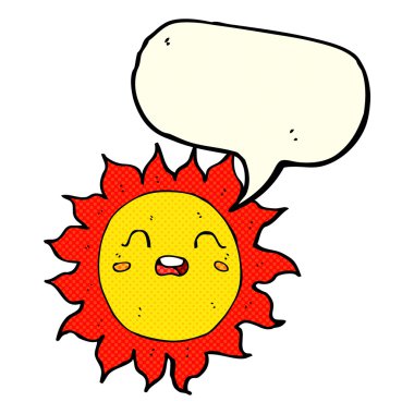 Konuşma baloncuklu çizgi film güneşi