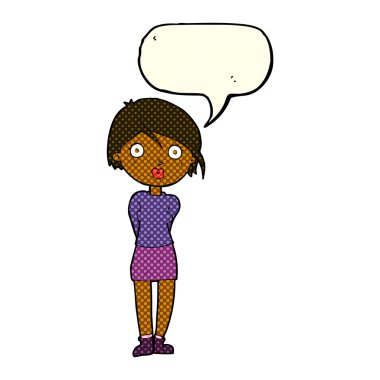 Çizgi film, konuşma balonlu kızı şaşırttı.