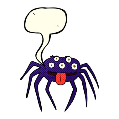 Konuşma balonlu iğrenç cadılar bayramı örümceği çizgi filmi