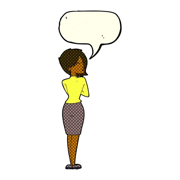 Femme d'affaires dessin animé ignorant avec bulle de parole — Image vectorielle