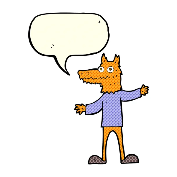 Cartoon fox man met tekstballon — Stockvector