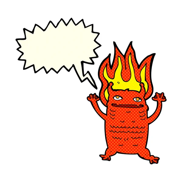 Cartoon kleine monster met spraakbel — Stockvector