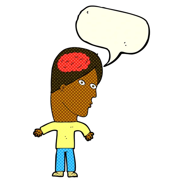 卡通漫画讲话泡泡有符号的大脑的人 — 图库矢量图片