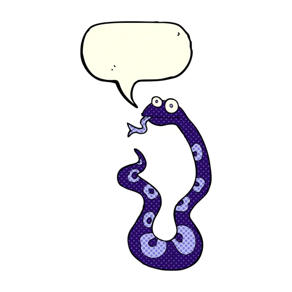 Serpiente de dibujos animados con burbuja del habla — Vector de stock