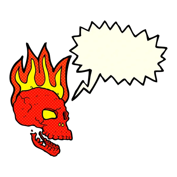 Desene animate flaming craniu cu bule de vorbire — Vector de stoc