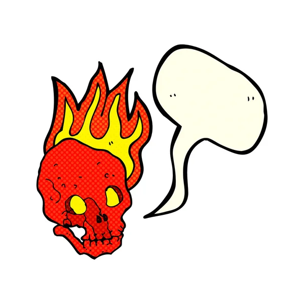Cartoon flaming skull med pratbubblan — Stock vektor