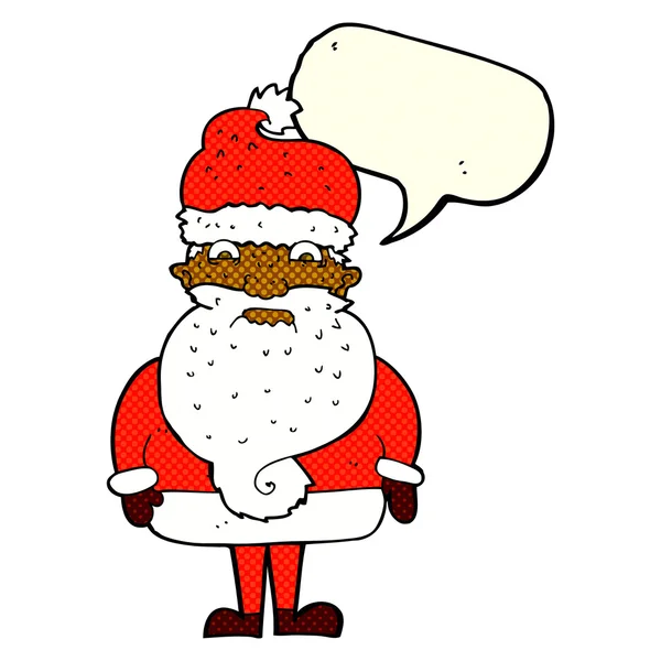Cartoon grumpy santa claus with speech bubble — Stock Vector