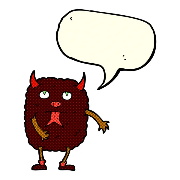 Vtipné kreslené monstrum s řečovou bublinou — Stockový vektor