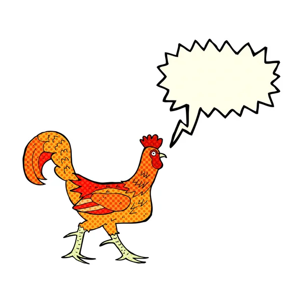 Gallo del fumetto con bolla vocale — Vettoriale Stock