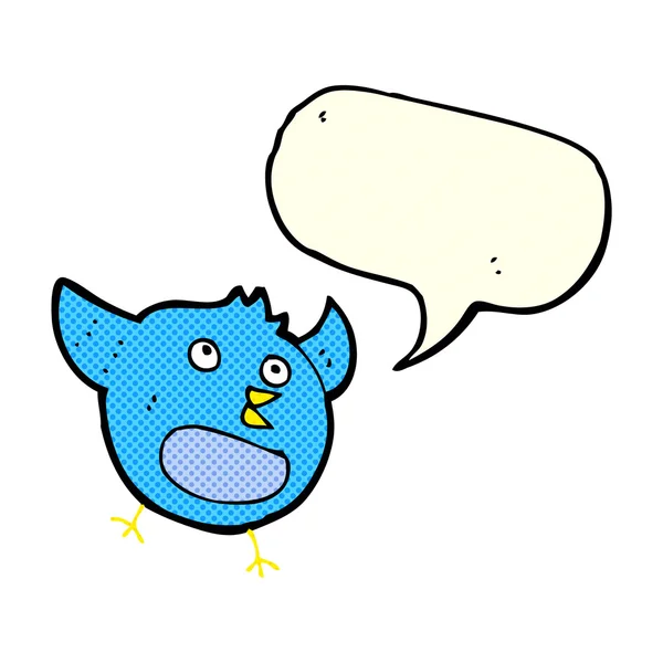 Dibujos animados pájaro feliz con burbuja de habla — Vector de stock