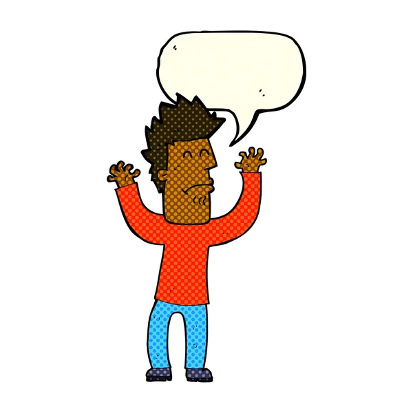 Karikatur gestresster Mann mit Sprechblase — Stockvektor
