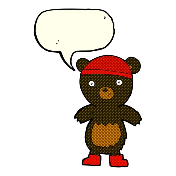 Dessin animé ours noir mignon avec bulle de parole — Image vectorielle