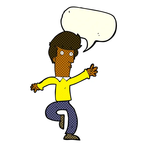Cartoon apressando o homem com bolha de fala — Vetor de Stock