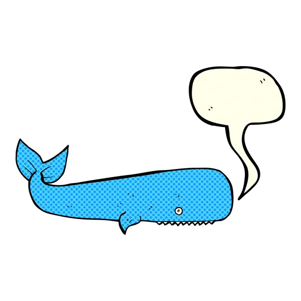 Cartoon walvis met spraakbel — Stockvector