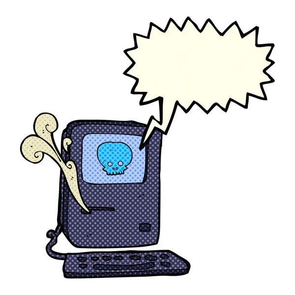 Dibujos animados virus de la computadora con burbuja del habla — Archivo Imágenes Vectoriales