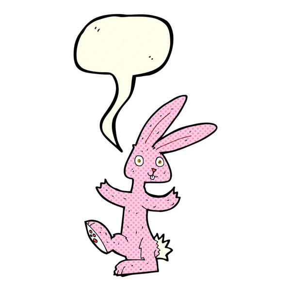 Coniglio del fumetto con la bolla di discorso — Vettoriale Stock