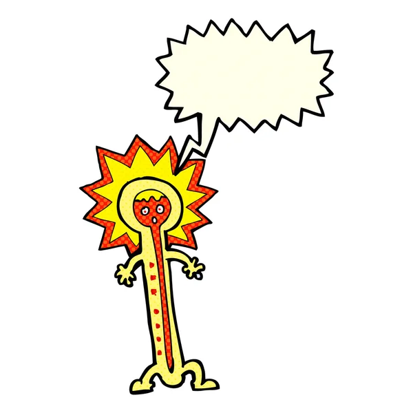 Cartoon hete thermometer met spraakbel — Stockvector