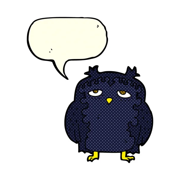 Мультфильм мудрый старый сова с пузырьком речи — стоковый вектор
