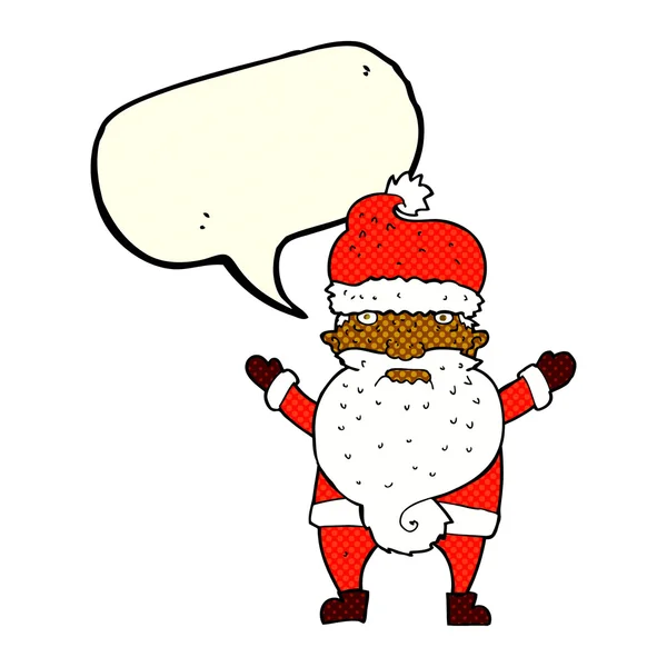 Karikatur mürrischer Weihnachtsmann mit Sprechblase — Stockvektor