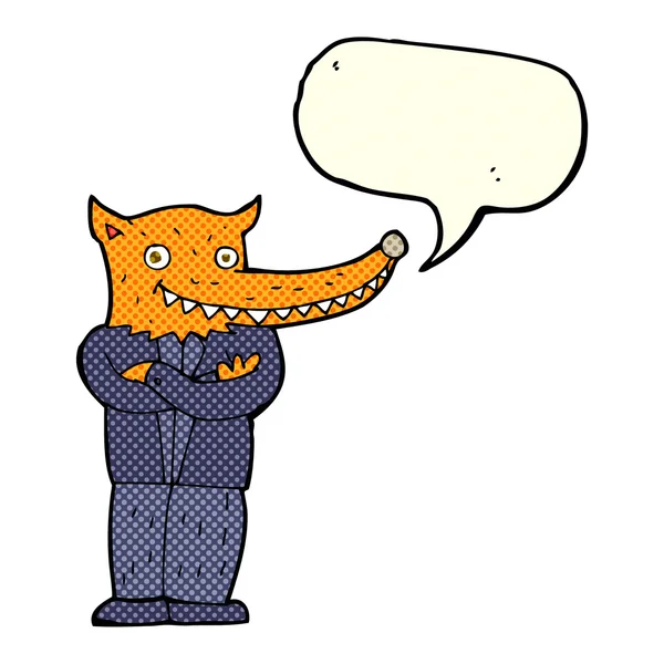 Çizgi film fox adamla konuşma balonu — Stok Vektör
