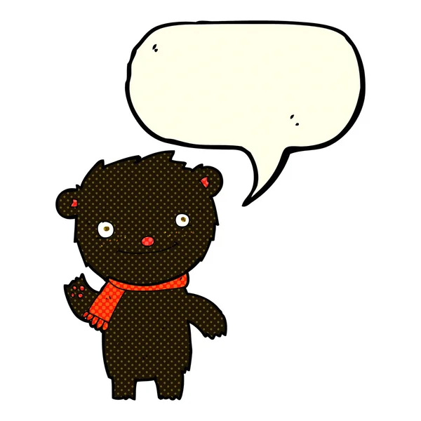 Cartone animato carino orso nero con bolla discorso — Vettoriale Stock
