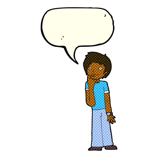Cartoon jongen af met tekstballon — Stockvector