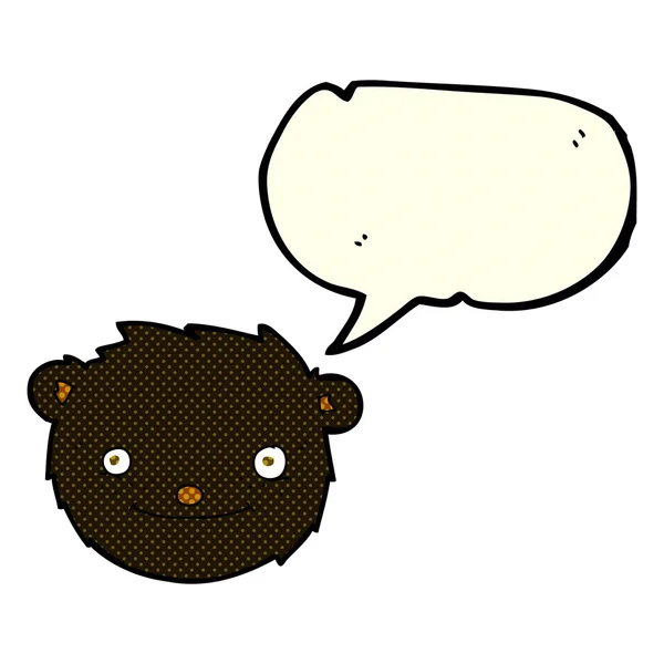 Cabeza de oso negro de dibujos animados con burbuja de habla — Archivo Imágenes Vectoriales
