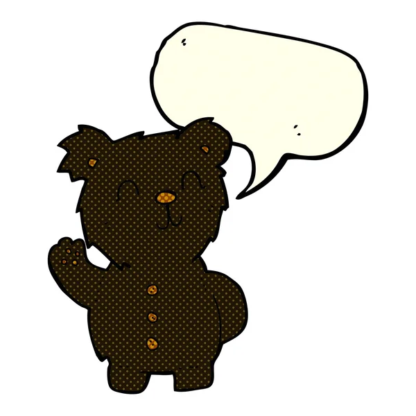 Cartoon black bear with speech bubble — Stock Vector