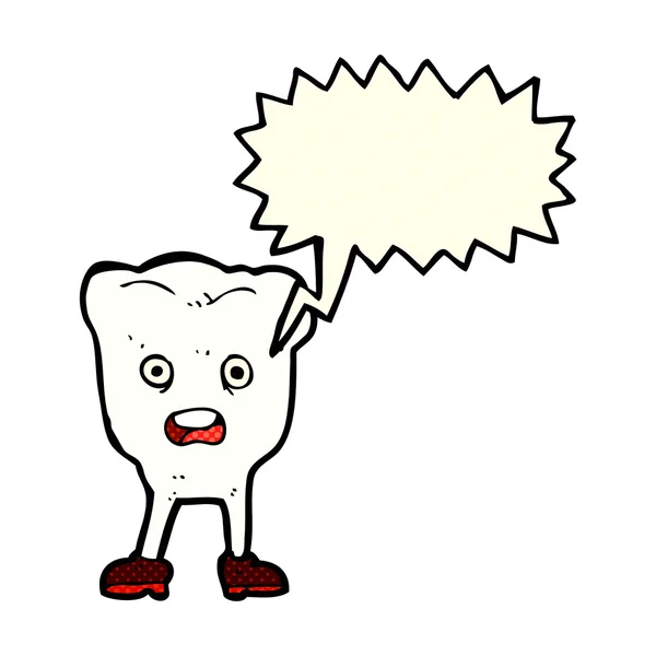 Cartoon tooth with speech bubble — Stock Vector