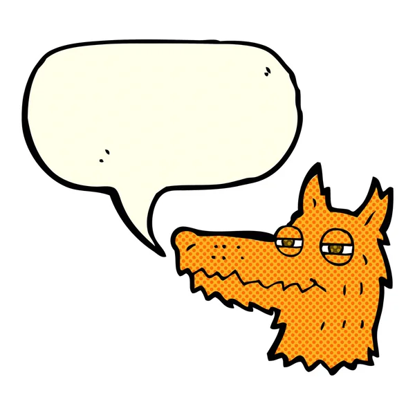 漫画の吹き出しで独善的な狐顔 — ストックベクタ