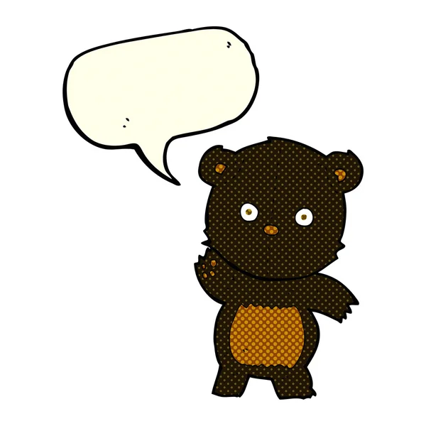 Mignon dessin animé ours noir avec bulle de parole — Image vectorielle