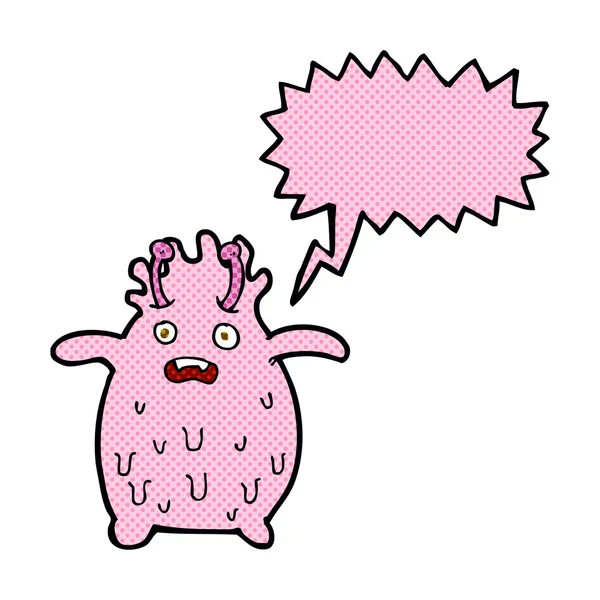 Kreslené legrační slizké monstrum s bublinou řeči — Stockový vektor